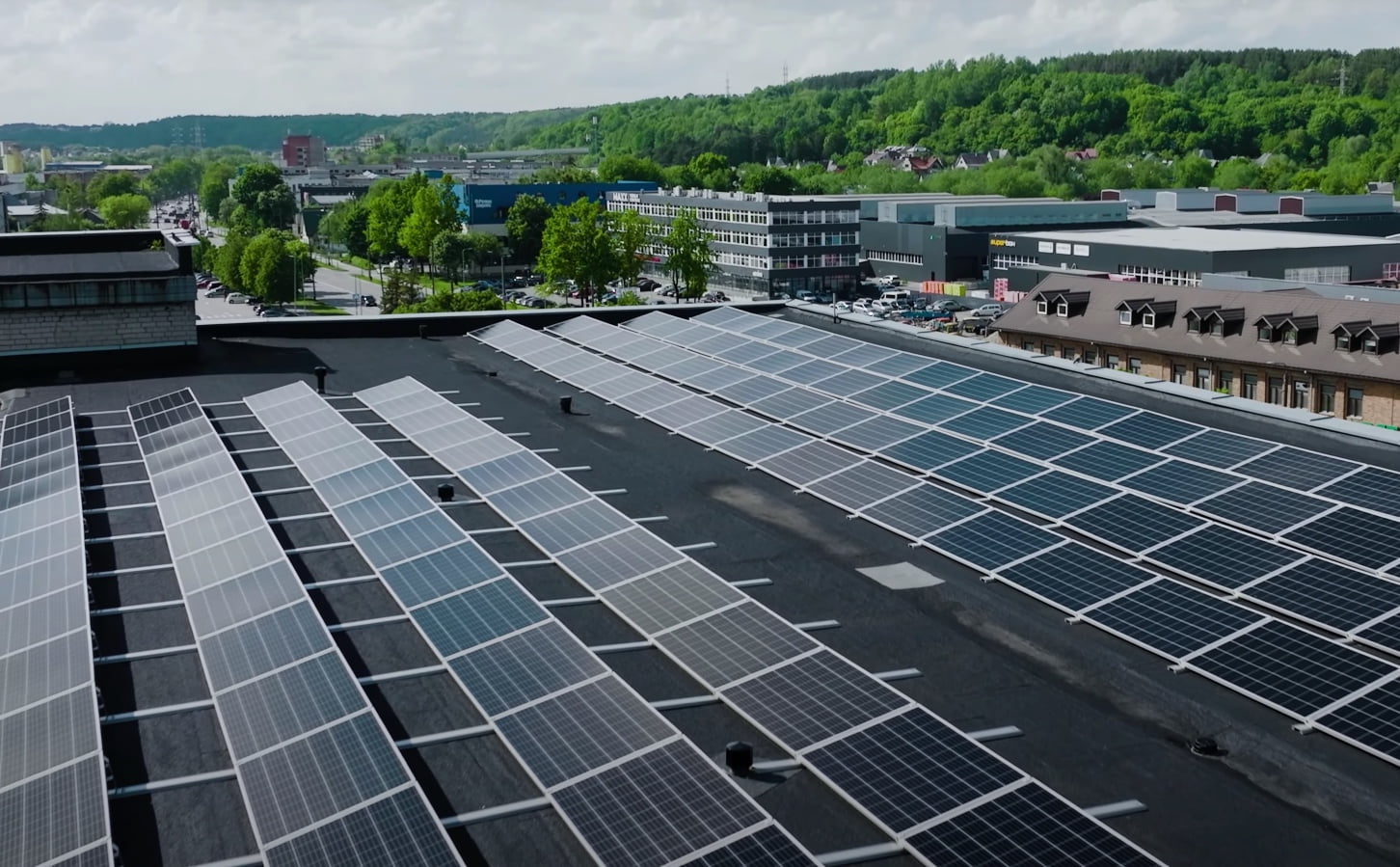 Solar panels on our factory roof in Kaunas